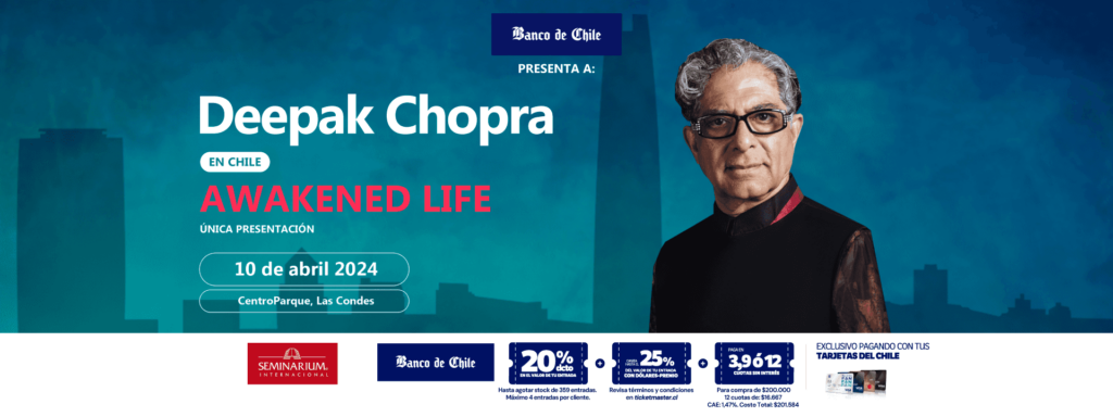 Deepak Chopra en Chile, compra tus entradas en Ticketmaster.